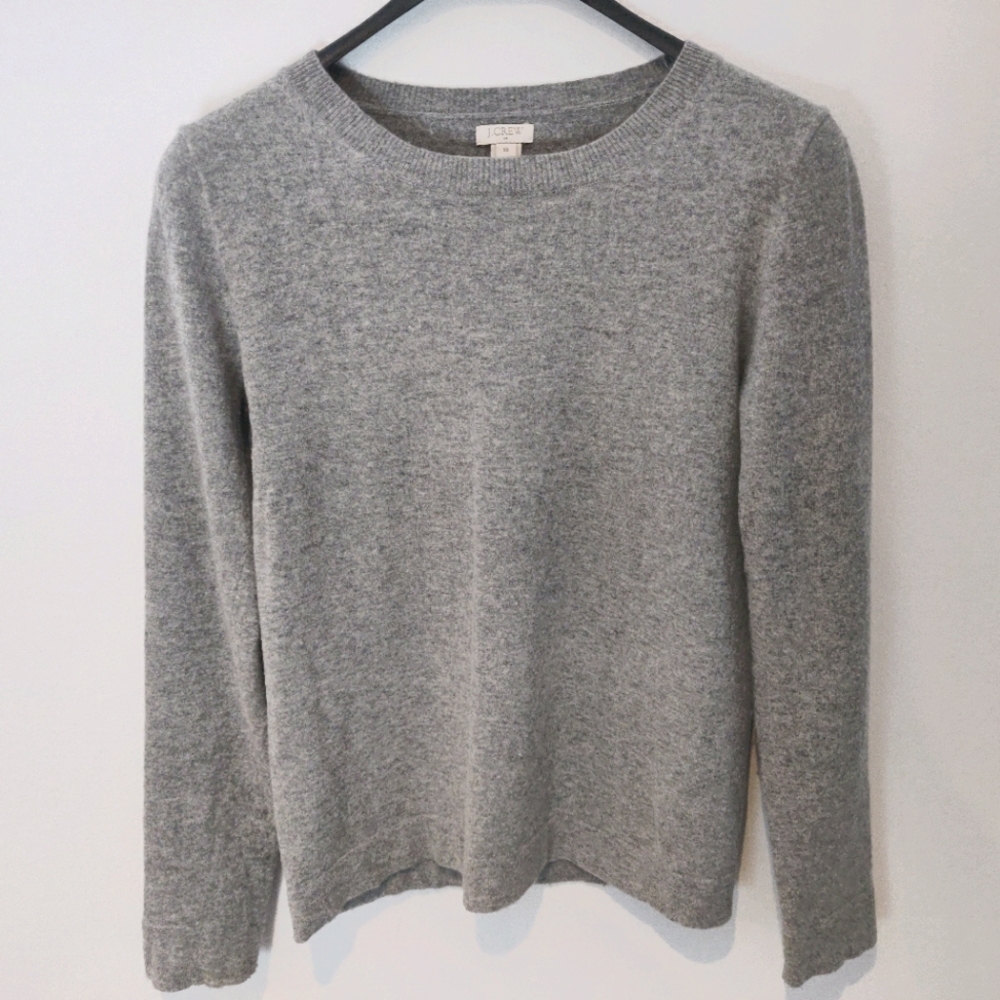 JCrew Heather grey wool/cotton blend sweater